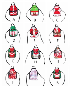Collection of eleven different Christmas themed mini aprons for wine bottle decorations