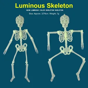 Luminous 32cm Halloween skeleton frame set with movable joints for spooky party decor