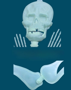 Glow in the dark skeleton detail showing 360 degree rotating joints for easy posing