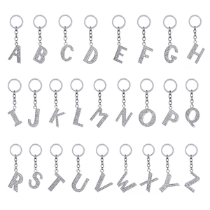 Alloy Rhinestone Alphabet Letter Keychain Sparkling Crystal Bag Pendant Fashion Creative Accessory Gift For Women Men