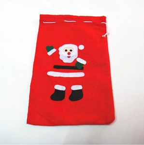 Sacco regalo di Natale rosso in tessuto non tessuto con applique di Babbo Natale