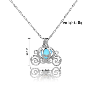 Luminous beads necklace with pumpkin carriage pendant dimensions 2.3cm by 2.5cm