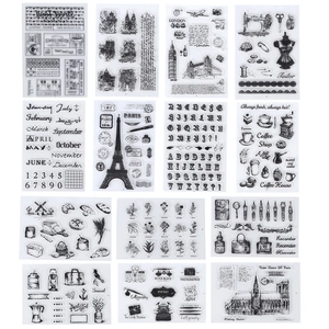 Clear Silicone Stamps Vintage Transparent DIY Scrapbooking Journaling Decoration Alphabet Flowers Architecture Card Making