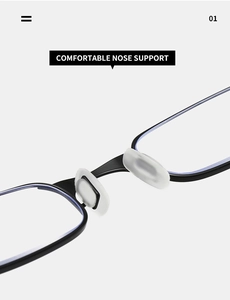 Detail of comfortable silicone nose pads on lightweight gold wire frame reading glasses