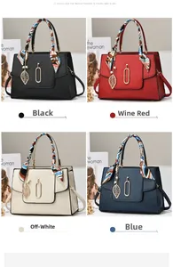 Minimalist stitched tote bags in four colors with silk scarf handles and pearl leaf charms