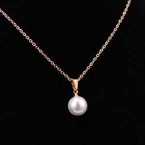 Elegant Single Artificial Pearl Pendant Necklace 18K Gold Plated Stainless Steel Clavicle Chain For Women Minimalist Jewelry
