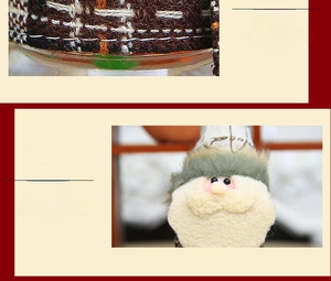 Macro detail of the woven tweed fabric and plush textures on the Santa candy jar