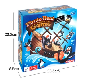Dettaglio confezione gioco di equilibrio Pirate Boat, dimensioni 26,5x26,5x8,8cm