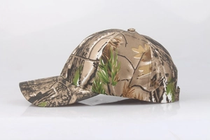 Detail view of Realtree camouflage sun hat with high-quality stitching and breathable fabric