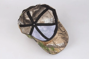 Inside view of tactical jungle camouflage baseball cap with breathable mesh and lining