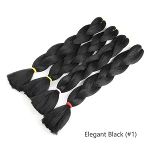 Elegant black jumbo braid synthetic hair extensions for African style braiding