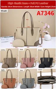 Detailed view of large pebbled PU leather tote with metal rivets and inner zip pocket