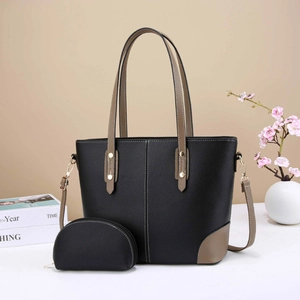Women Tote Bag And Small Pouch PU Leather Lychee Pattern Large Capacity Handbag Shoulder Crossbody For Daily Commute