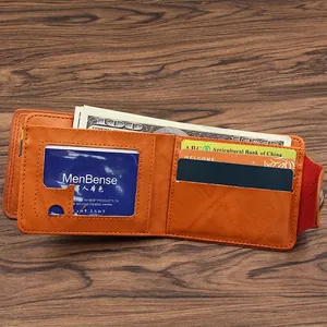 Classic brown leather bifold men's wallet with large bill compartment and card slots