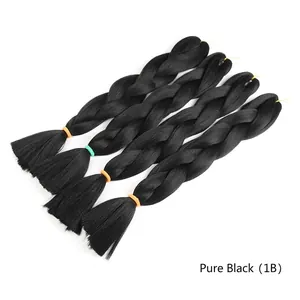 Jet black jumbo braid hair extensions in four packs for professional African styling