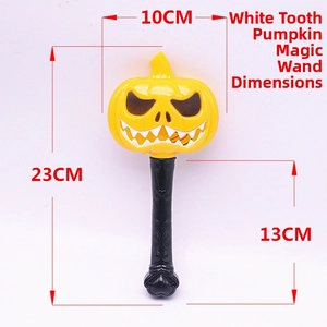 Detailed size chart of a glowing Halloween pumpkin magic wand with 23cm total length