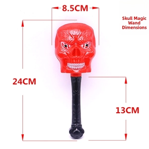 Detailed dimension drawing of a Halloween skull magic wand showing the size in centimeters