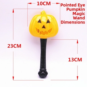 Size chart of Halloween pumpkin magic wand toy with dimensions 10x23cm and led wiring