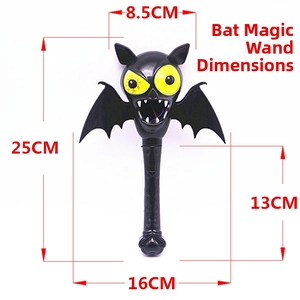 Size chart for the 25cm Halloween glowing bat magic wand with a 16cm wing span
