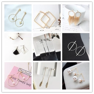Collage of diverse gold and silver earrings featuring geometric, tassel, and pearl designs