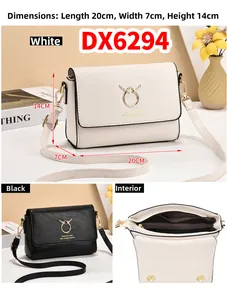 Close-up of stylish faux leather crossbody bag with deer antler ring and internal zipper pocket