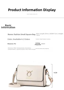 Detail view of the cream PU leather handbag with antler-shaped metal clasp and 14cm height