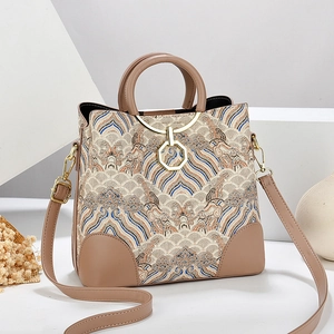 Sac À Main Vintage Pour Femme Style Chinois Broderie Jacquard Cuir PU Grande Capacité Sac À Bandoulière Poignée En Métal