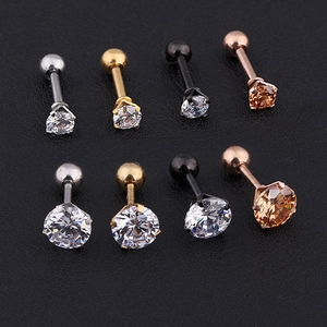 Titanium steel zircon stud earrings in silver, gold, black and rose gold finishes