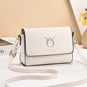 Fashion Women Shoulder Crossbody Bag PU Leather Lychee Texture Gold Antler Hardware Flap Square Trendy Purse