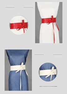 Détail d'une ceinture obi pour femme en similicuir avec texture litchi et nœud ajustable
