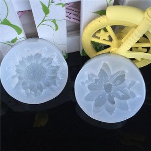 Two mirror sunflowers and lotus silicone molds for DIY resin jewelry making
