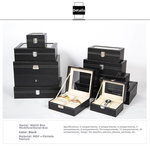 Detailed close-up of various pinhole texture watch boxes with silver metal buckles