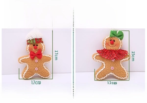 Detailed dimensions for plush Gingerbread Man Christmas hanging ornaments with size markers