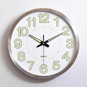 Modern Wall Clock Luminous Silent Quartz Movement Round Minimalist Glow In The Dark Battery Operated Large Numbers