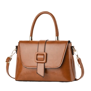 Sac à main classique en cuir PU marron avec poignée et bandoulière réglable