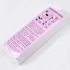 100pcs disposable white non-woven depilatory wax strips with pink instructions manual