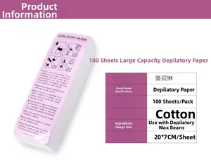 Detail showing 100 pieces of non-woven hair removal wax strips for professional salon use