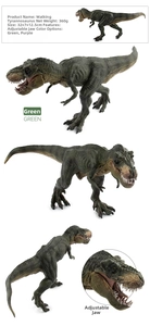Detailed view of T-Rex model with adjustable jaw, dimensions 32x7x12.5cm and 360g weight