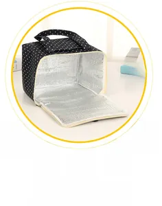Detail of insulated lunch bag with thick aluminum foil lining for thermal protection