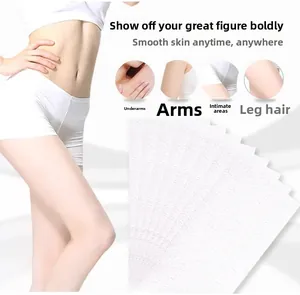 Close-up of white non-woven hair removal wax strips for body, arms, and legs