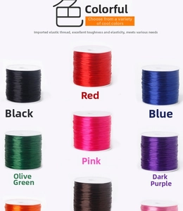 Close-up of 0.7mm elastic crystal strings in multiple colors for DIY jewelry making