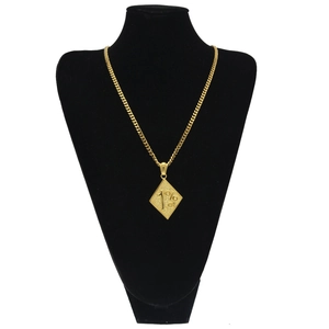 Gold-plated 1%er diamond shape alloy pendant hip hop necklace on display stand