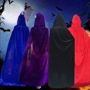 Halloween velvet hooded cape cloak costume party cosplay dress up apparel black red blue