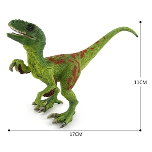 Modèle réaliste de dinosaure Vélociraptor vert avec textures d'écailles 17x11cm