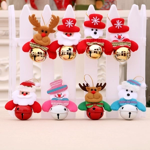 Christmas Bell Ornaments Plush Santa Snowman Reindeer Bear Pendants Metal Star Cutout Festive Holiday Tree Decoration