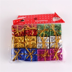 Set of 12 colorful laser foam mini gift boxes for Christmas tree hanging decorations