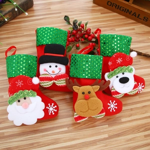 Sequin Christmas Stockings With 3D Figures Santa Snowman Reindeer Bear For Festive Home And Tree Hanging Ornaments