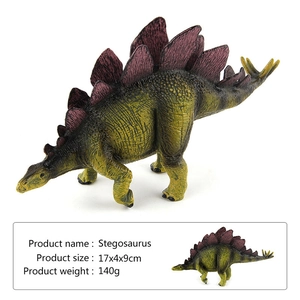 Detailed realistic Stegosaurus toy model with textured skin and purple plates, 17x4x9cm