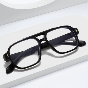Retro Square Blue Light Blocking Glasses Frame Double Bridge Fashion Oversized Rivet Decorative Optical Eyewear Unisex