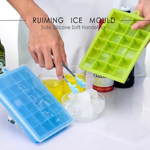 24-cavity silicone ice cube tray with lid and small tongs for baby food and drinks